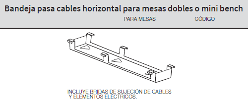Bandeja metálica pasacables mesa doble Anbo Suministros, especialistas en venta de mobiliario de oficina en Barcelona